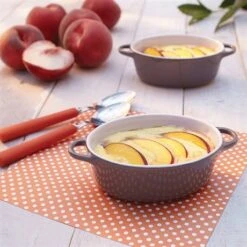 Set 4 Petits Plats à Four Individuels Gris-taupe En Céramique émaillée 350 Ml -Fournitures De Cuisine 059123 2 7 Set 4 petits plats a four individuels gris taupe en ceramique emaillee 350 ml Mathon