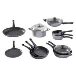 Batterie De Cuisine 12 Pièces Avec Revêtement Dur Comme La Pierre