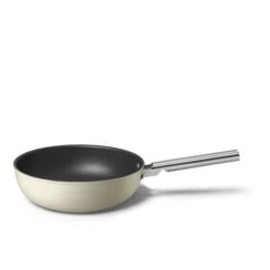 Smeg Wok Aluminium Antiadhésif 30 Cm Crème Mat -Fournitures De Cuisine 116001 3 2 Wok aluminium antiadhesif 30 cm creme mat Smeg