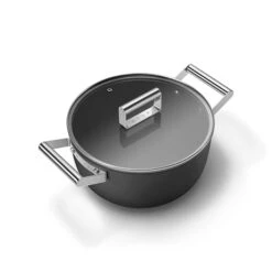 Smeg Faitout Bas Aluminium Antiadhésif 24 Cm Noir Mat Avec Couvercle En Verre Trempé -Fournitures De Cuisine 133002 2 1 Faitout bas aluminium antiadhesif 24 cm noir mat avec couvercle en verre trempe Smeg