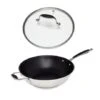 Lot Wok Inox Antiadhérent Et Couvercle Verre 30 Cm Excell'Inox