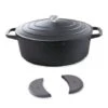 Lot Cocotte Légère Ovale En Fonte D'aluminium 32 Cm Coloris Noir Et Deux Maniques Silicone -Fournitures De Cuisine 209012 0 3 Lot cocotte legere ovale en fonte d aluminium 32 cm coloris noir et deux maniques silicone Mathon