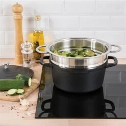 Lot Panier Vapeur Multidiamètre Et Couvercle En Verre Excell'Inox 24 Cm -Fournitures De Cuisine 229003 2 1 Lot panier vapeur multidiametre et couvercle en verre Excell Inox 24 cm Mathon