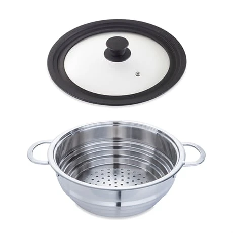 Lot Panier Vapeur Multidiamètre 20, 22, 24 Cm Et Couvercle En Verre Multidiamètre 3 Lot Panier Vapeur Multidiamètre 20, 22, 24 Cm Et Couvercle En Verre Multidiamètre