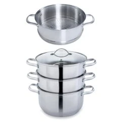 Lot Cuiseur Vapeur Inox 2 Paniers Et Panier Vapeur Supplémentaire 26 Cm