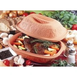 Produits populaires -Fournitures De Cuisine 309028 1 1 Set cocotte en terre cuite 34 5 cm Romertopf et livre recettes Romertopf