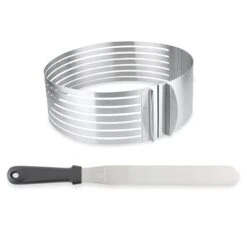 Set Couteau à Génoise Spatule à Glaçage Et Cercle à Trancher Extensible Inox