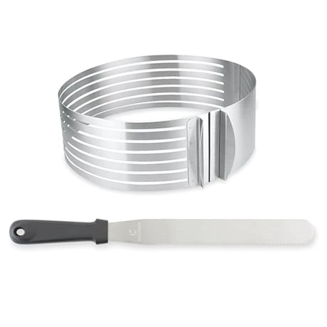Set Couteau à Génoise Spatule à Glaçage Et Cercle à Trancher Extensible Inox 3 Set Couteau à Génoise Spatule à Glaçage Et Cercle à Trancher Extensible Inox