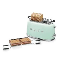 Smeg Grille Pain 4 Tranches 1500 W TSF02PGEU Vert D’eau -Fournitures De Cuisine 700065 2 1 Grille pain 4 tranches 1500 W TSF02PGEU vert d eau Smeg