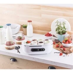 Lot De 8 Pots De Yaourt Céramique Avec Couvercle 125 Ml Blanc -Fournitures De Cuisine 720053 1 2 Lot de 8 pots de yaourt ceramique avec couvercle 125 ml blanc Simeo