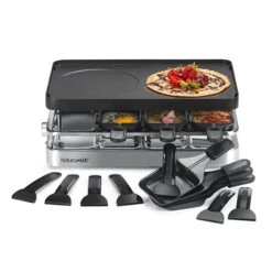 Appareil Raclette-gril Et Crêpes électrique 8 Poêlons 1200 W 9 Appareil Raclette-gril Et Crêpes électrique 8 Poêlons 1200 W -Fournitures De Cuisine 780254 3 1 Appareil raclette gril et crepes electrique 8 poelons 1200 W Naturamix